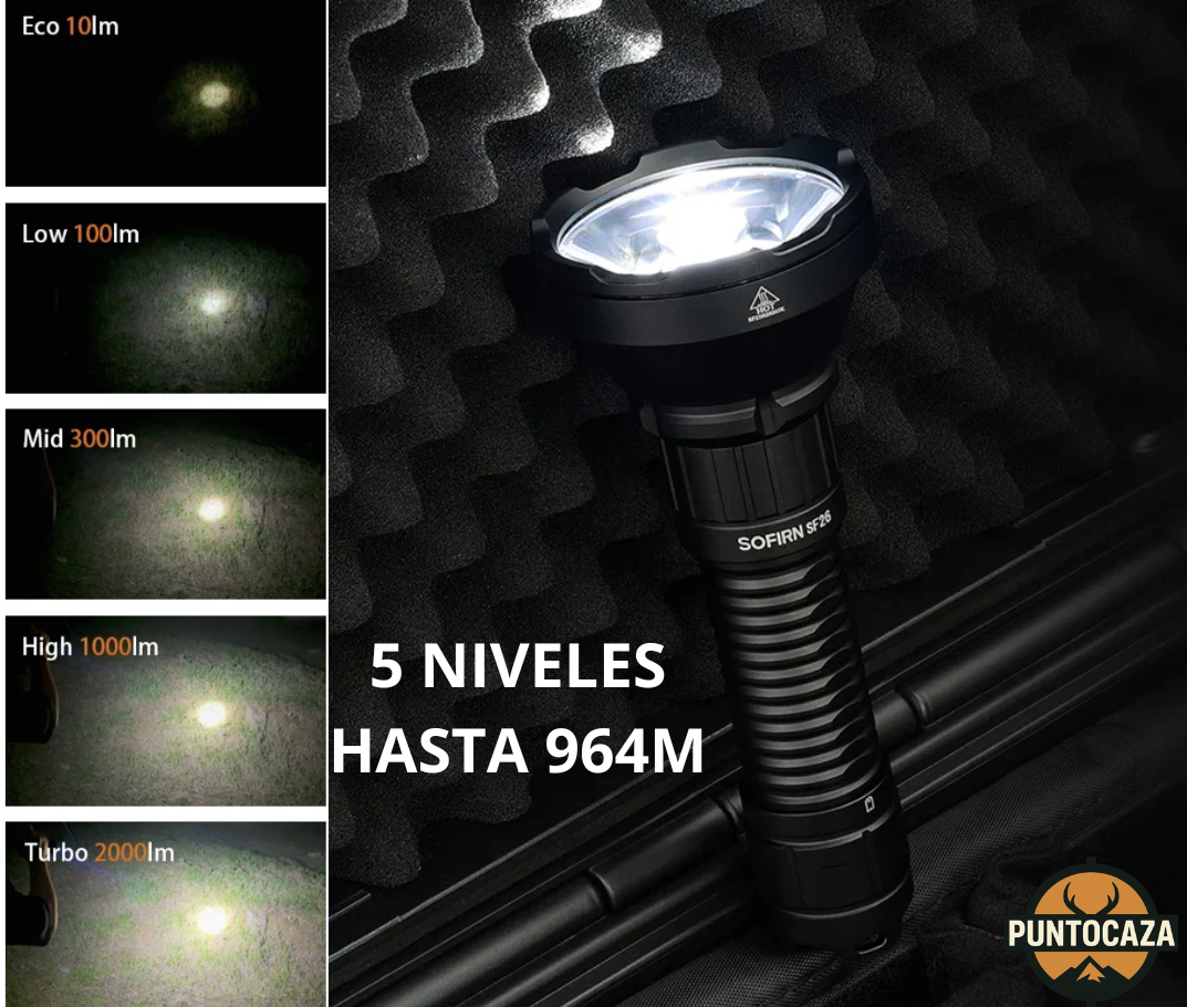 Linterna largo alcance (964m) Batería incluida