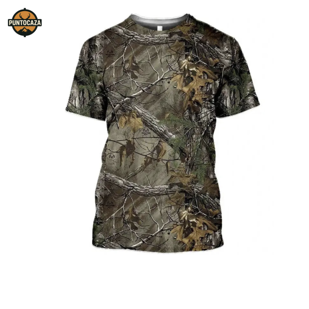Camiseta caza manga corta camuflaje
