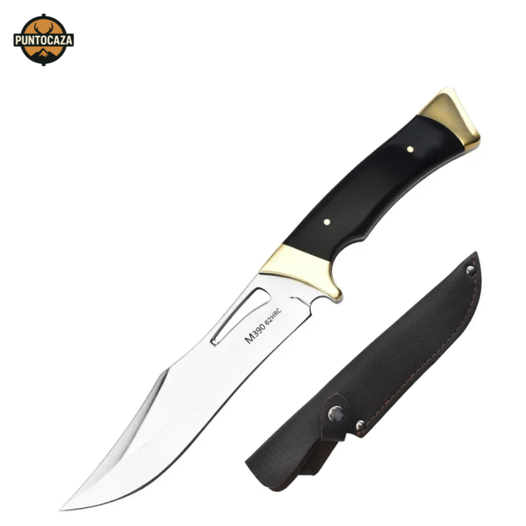 Cuchillo de Caza Hoja Fija con Funda de Cuero – Acero Inoxidable y Mango Ergonómico