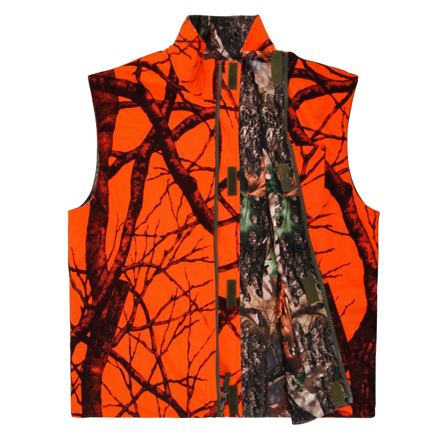 Chaleco Reversible – Camuflaje y Alta Visibilidad para Batidas y Monterías