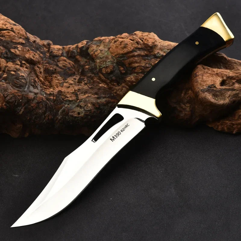 Cuchillo de Caza Hoja Fija con Funda de Cuero – Acero Inoxidable y Mango Ergonómico