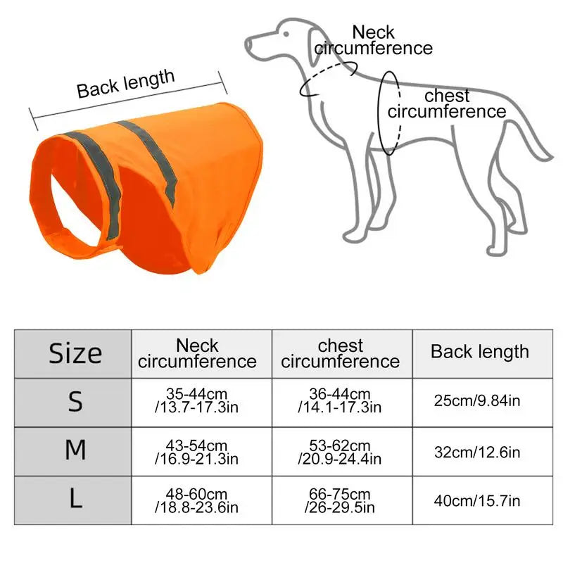 Chaleco de Alta Visibilidad Naranja para Perro de Caza –con Banda Reflectante
