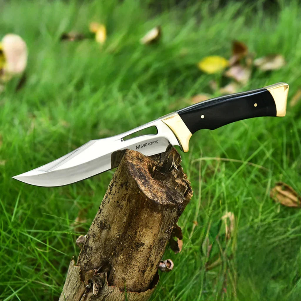 Cuchillo de Caza Hoja Fija con Funda de Cuero – Acero Inoxidable y Mango Ergonómico