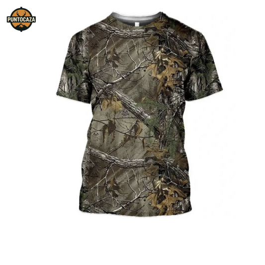 Camiseta caza manga corta camuflaje