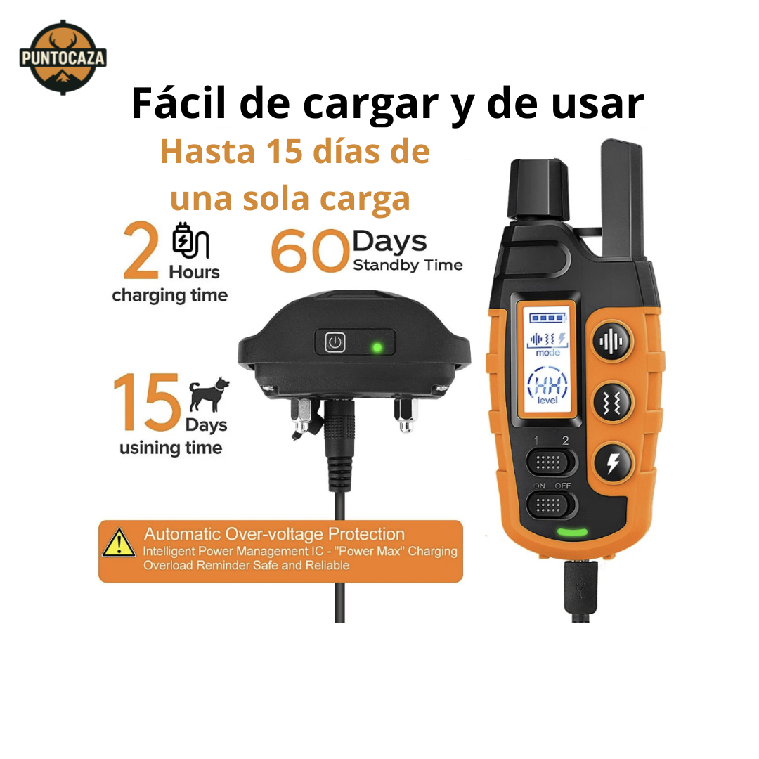 Collar adiestramiento perro vibraciones, sonidos e impulsos electrostáticos. Con mando a distancia incluido