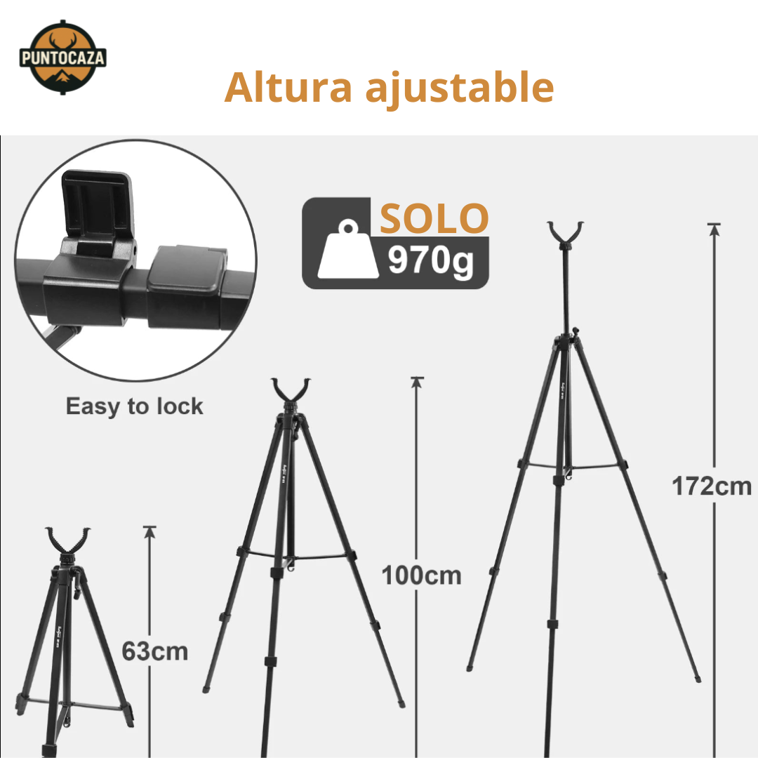 Trípode Extensible para Rifle – Ajustable de 63 a 172 cm, Estable y Compatible con Múltiples Armas